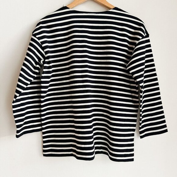 Everlane Black & White Breton Stripe Top S - Picture 5 of 5